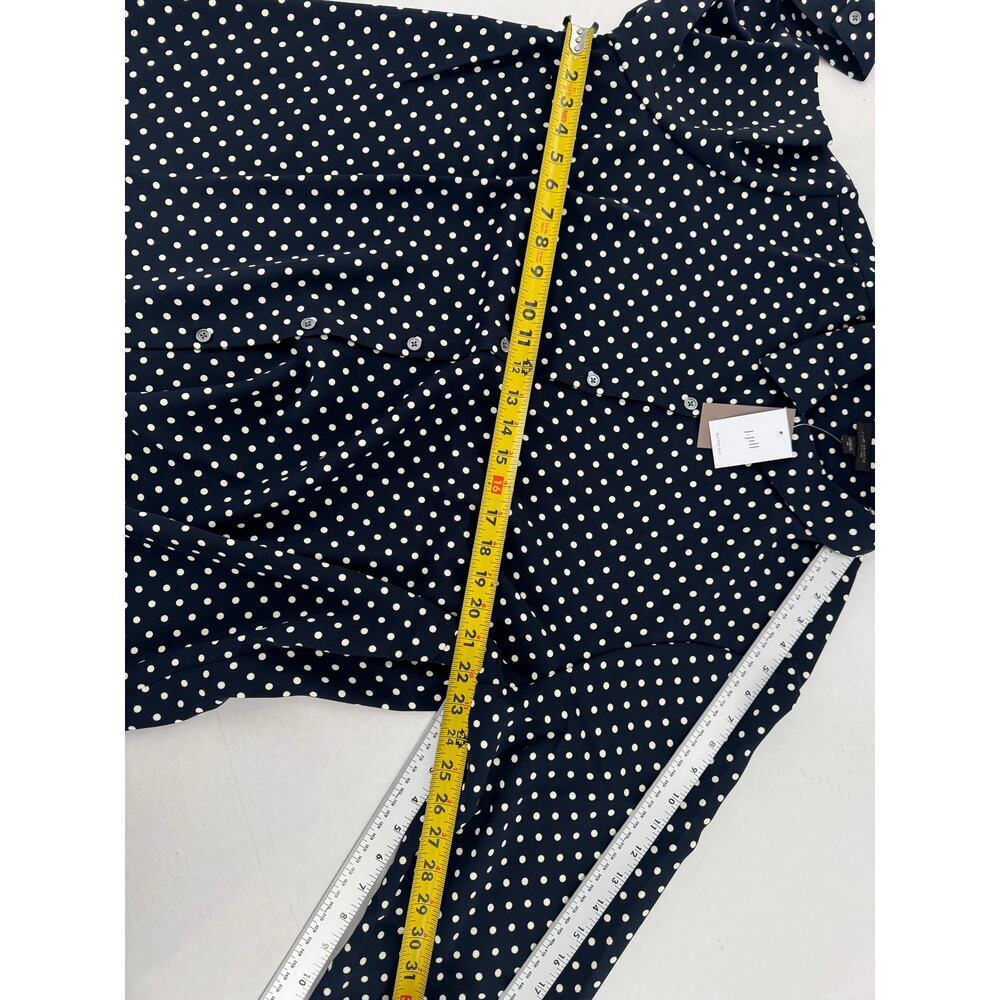 J.Jill Wearever Navy Polka Dot Button Down Blouse Plus SZ 2X Artsy Office Preppy - Picture 13 of 14